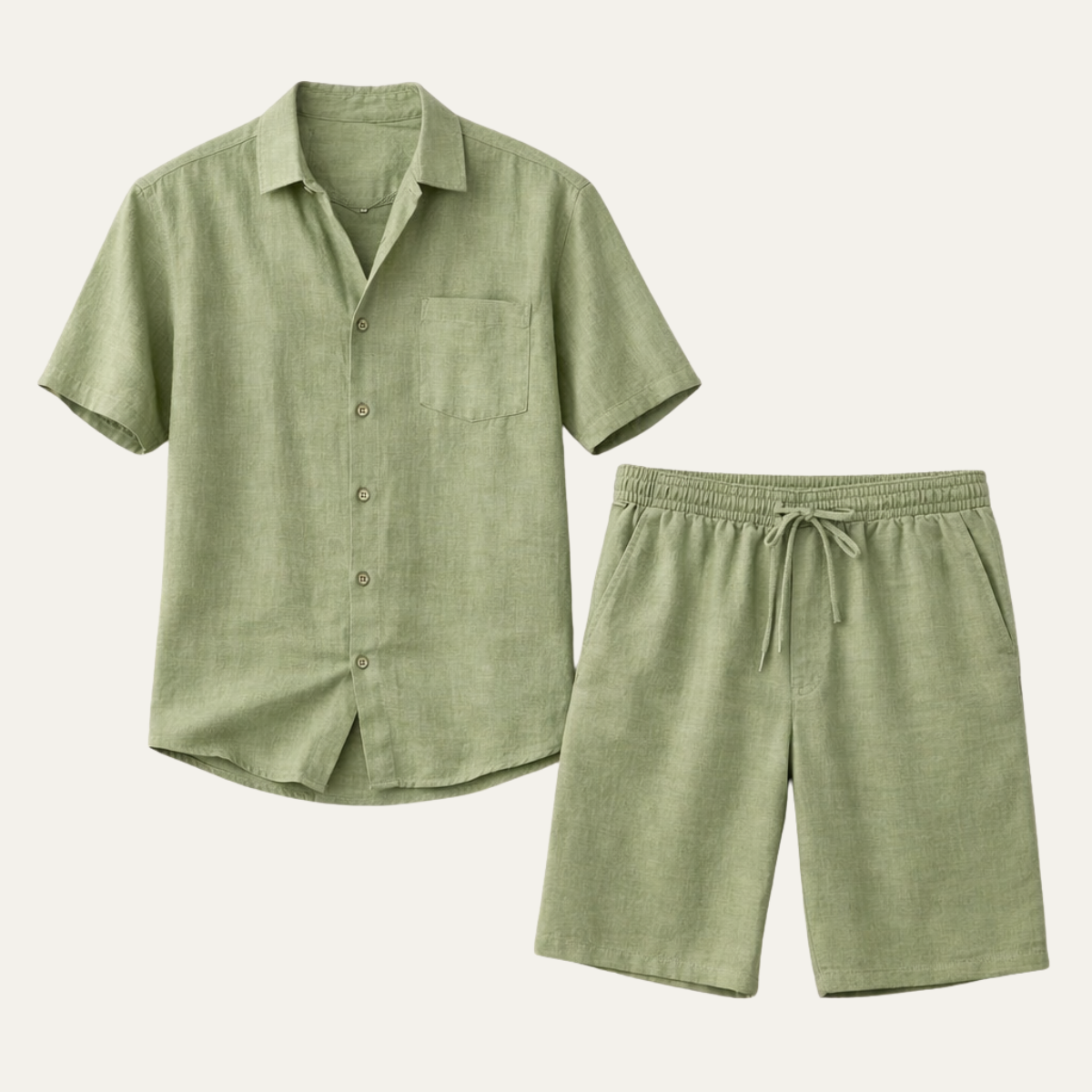 Men's Linen Shirt And Shorts Lightweight Summer Set - Vonnera