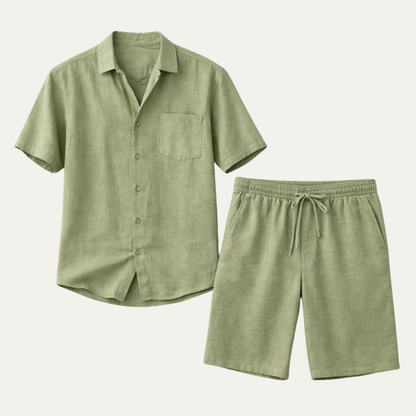 Men's Linen Shirt And Shorts Lightweight Summer Set - Vonnera