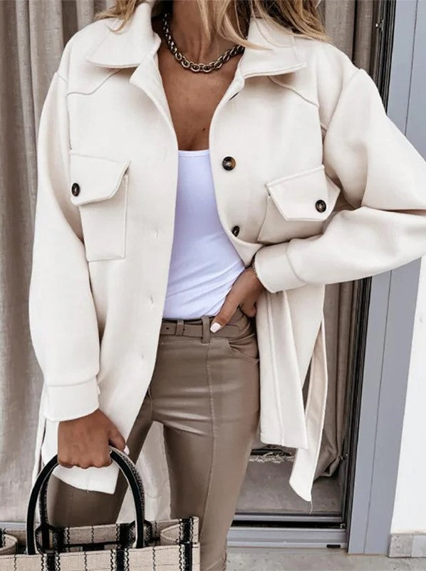 Women's Cotton Casual Jacket Lightweight Beige - Vonnera