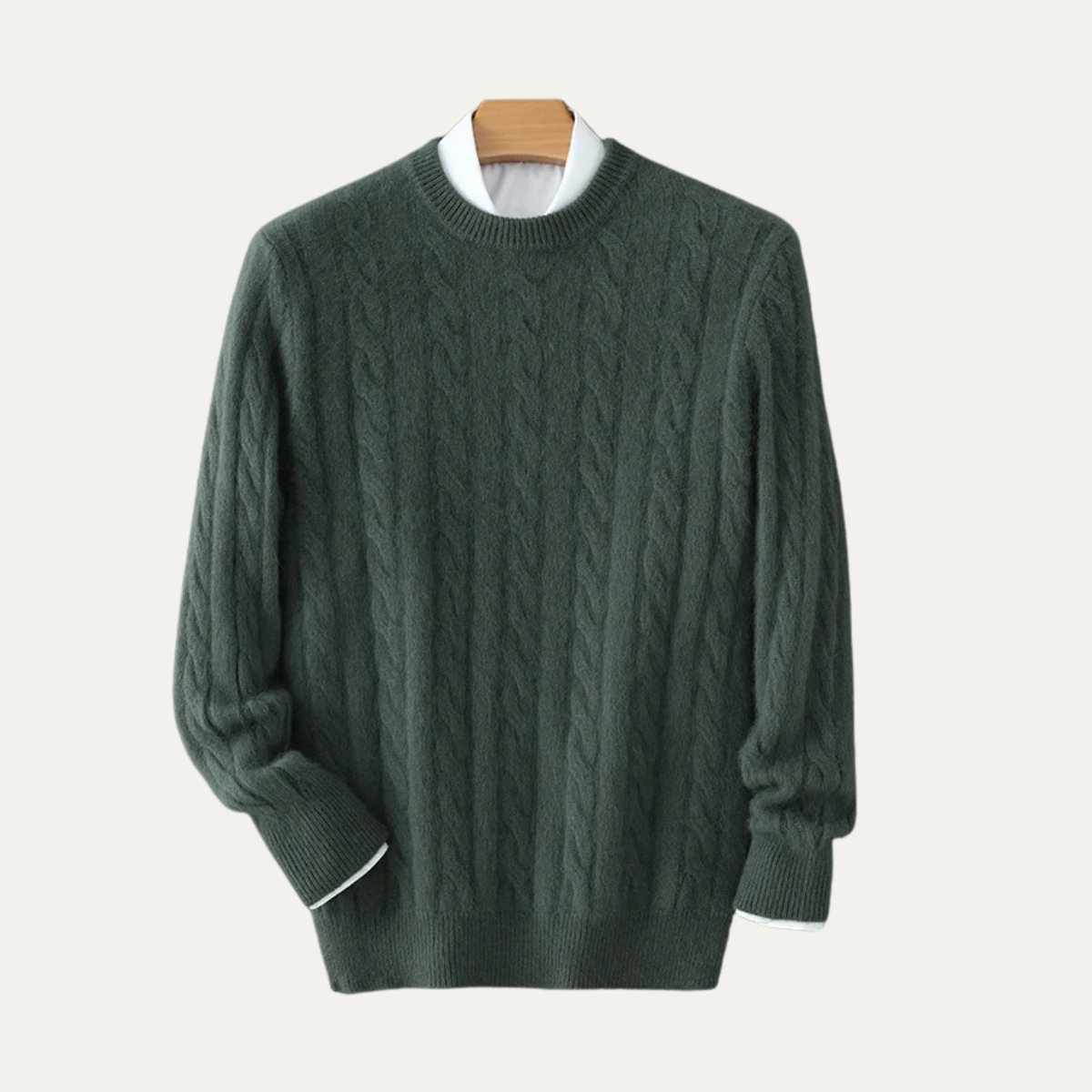 Men's Cable Knit Crewneck Sweater - Vonnera