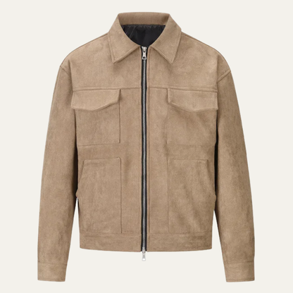 Men's Suede Biker Jacket Zip Up Casual - Vonnera