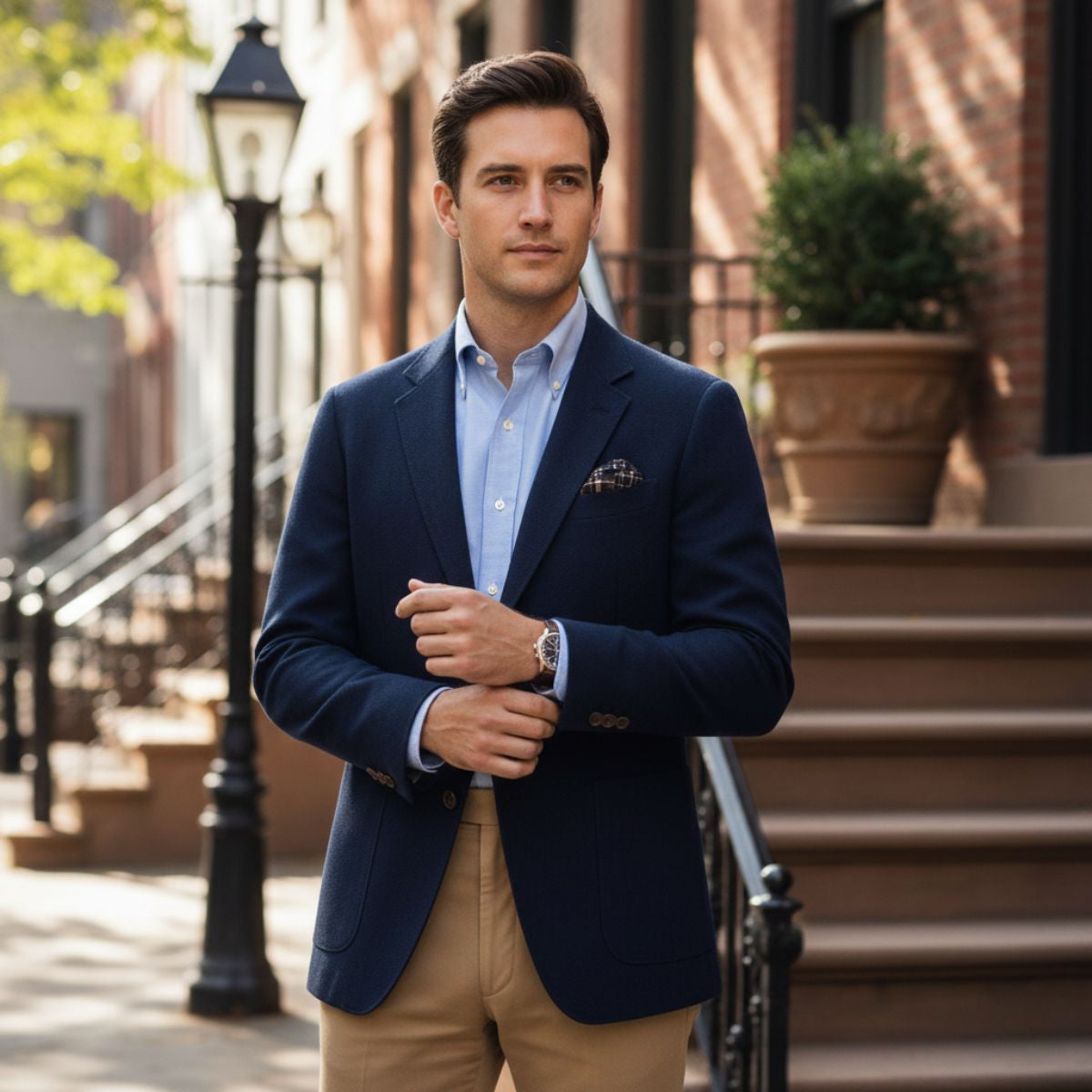 Men's Wool Tweed Blazer Jacket Herringbone Pattern