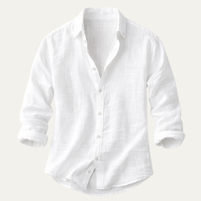 Men's Cotton Linen Button Up Beach Shirt Silver - Vonnera
