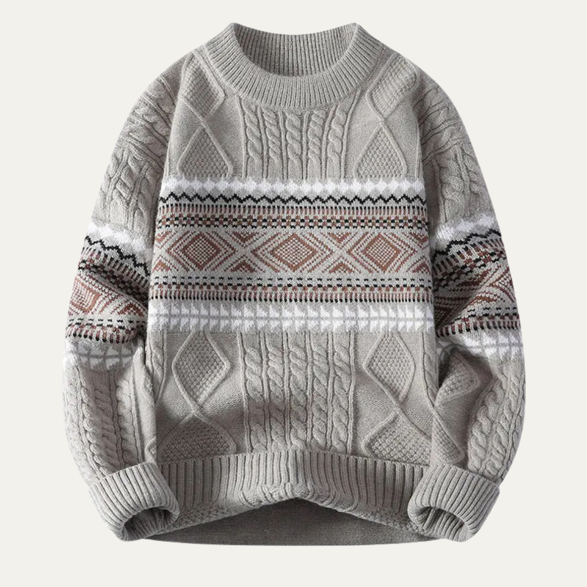 Men's Knitted Nordic Pattern Sweater Warm Winter