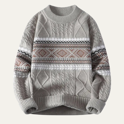 Men's Knitted Nordic Pattern Sweater Warm Winter