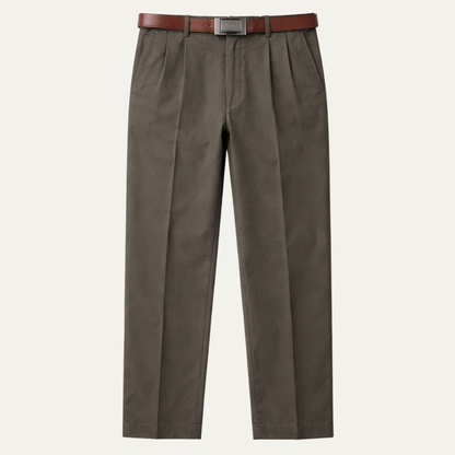 Men's Classic Straight Leg Pants Double Pleated Cotton - Vonnera