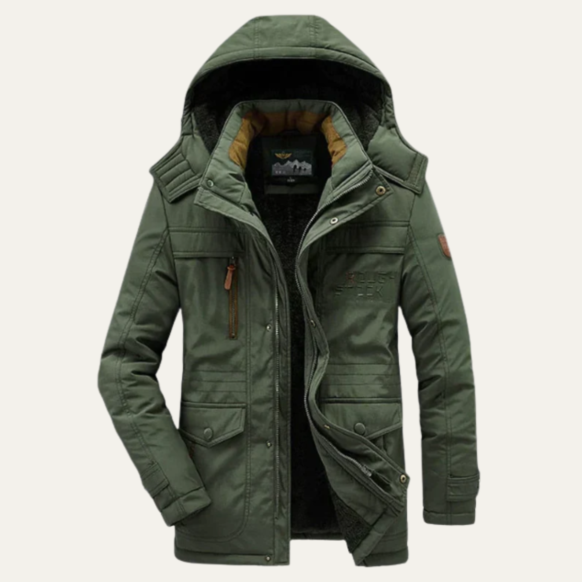 Men's Fleece Lined Hooded Parka Coat