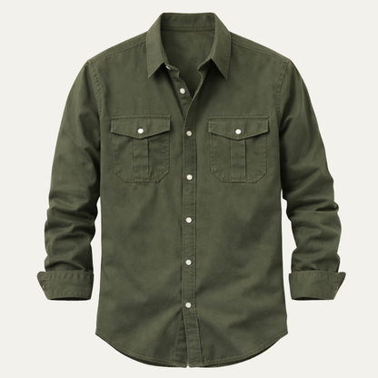 Men's Retro Button Up Shirt Solid - Vonnera