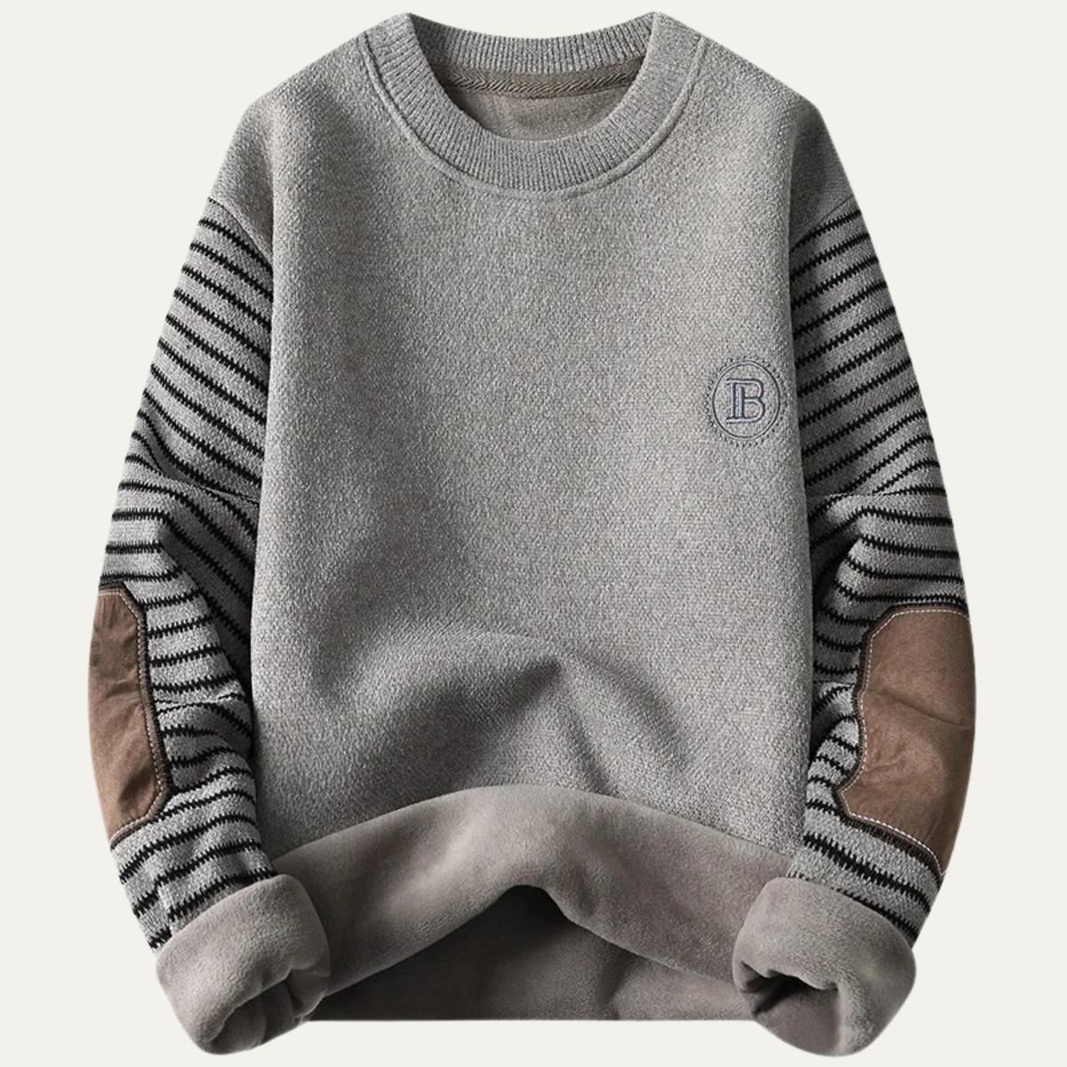 Men's Patchwork Knit Sweater Warm Winter Round Neck - Vonnera