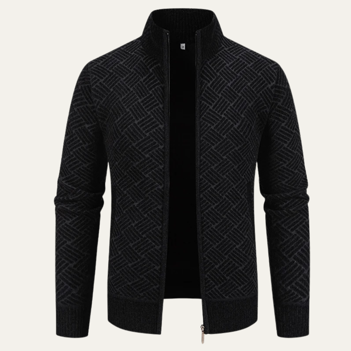 Men's Knit Jacket Diamond Pattern Stand Collar - Vonnera