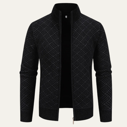 Men's Knit Jacket Diamond Pattern Stand Collar - Vonnera