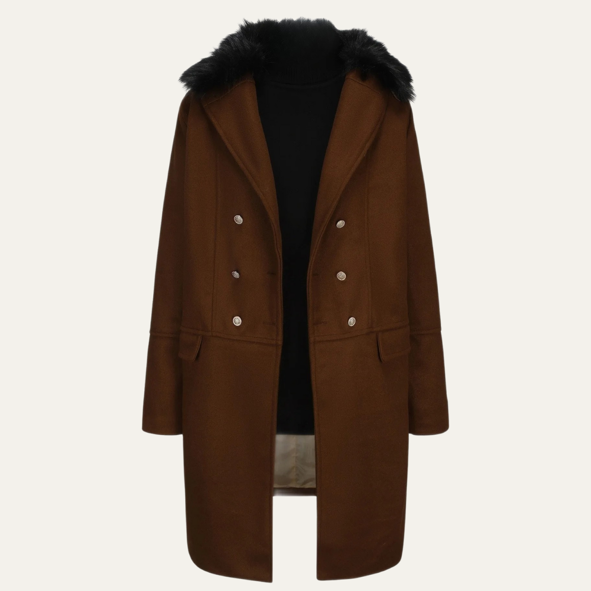 Men's Fur Collar Double Breasted Streetwear Jacket - Vonnera