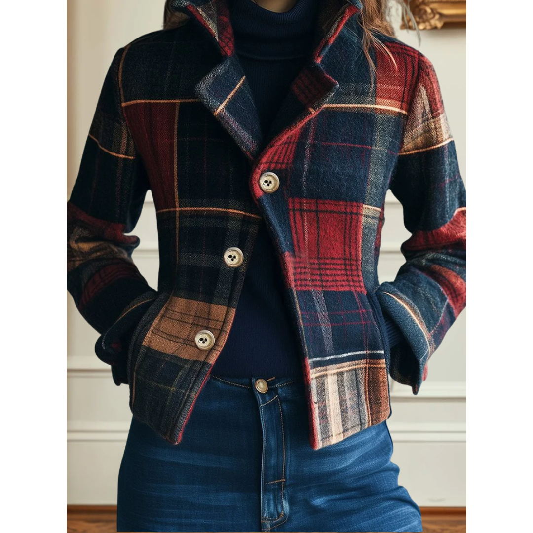Women's Classic Plaid Wool Jacket - Vonnera
