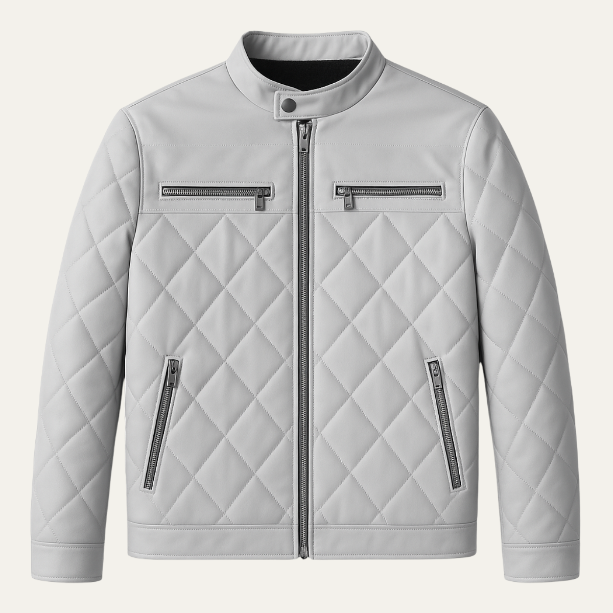 Moscova Men's Leather Biker Jacket Thick Quilted Black - Vonnera