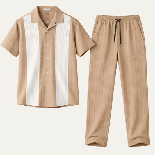 Men's Striped 2 Piece Suit Set Shirt Pants - Vonnera