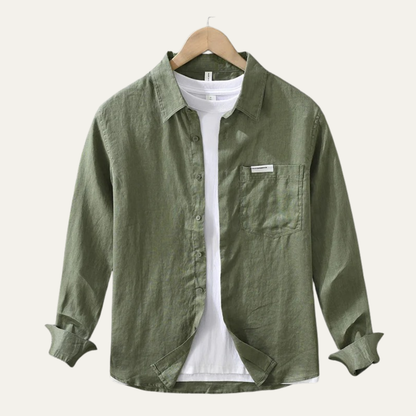 Men's Linen Casual Summer Shirt Green - Vonnera