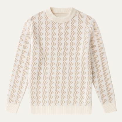 Men's Crew Neck Geometric Sweater Wool Blend Warm - Vonnera