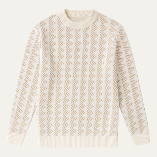 Men's Crew Neck Geometric Sweater Wool Blend Warm - Vonnera