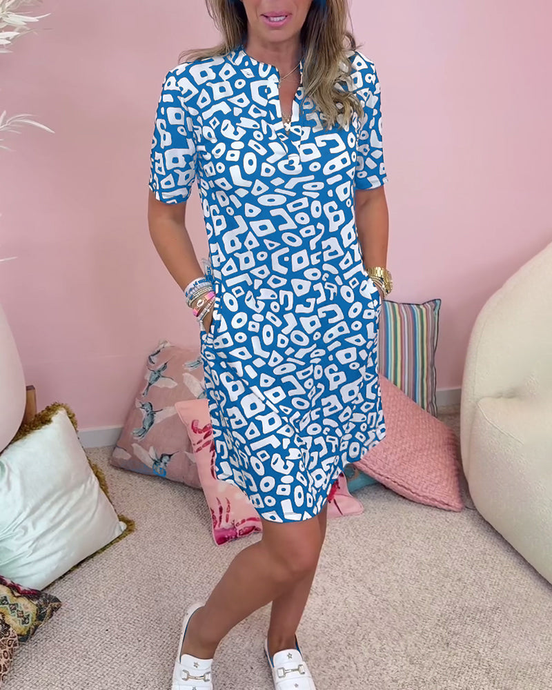 Women's V-Neck Beach Dress with Pockets