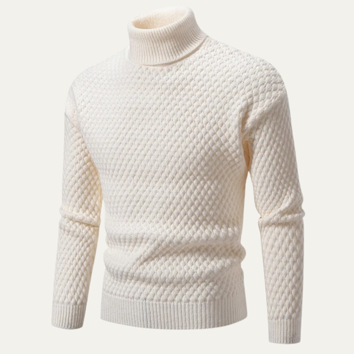 Men's Textured Knitted Turtleneck Sweater - Vonnera