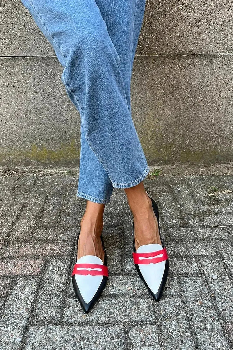 Women's Two-Tone Loafers Strap Detail