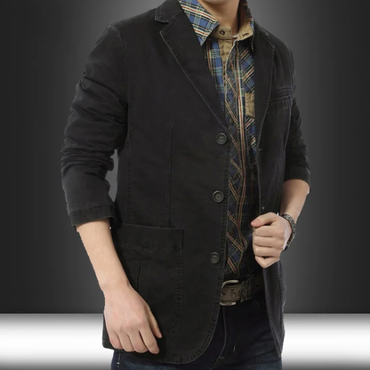 Men's Slim Fit Cotton Blazer Lightweight Navy