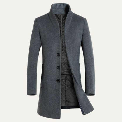 Men's Wool Blend Trench Coat Stand Collar Winter Jacket - Vonnera
