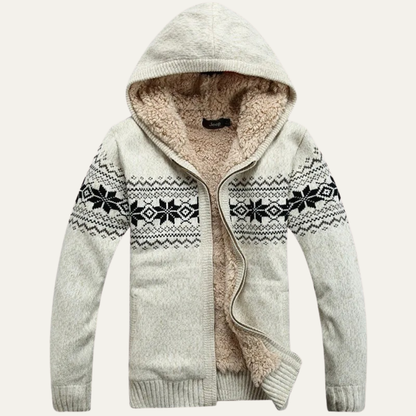 Men's Knit Zip Up Jacket Nordic Pattern - Vonnera