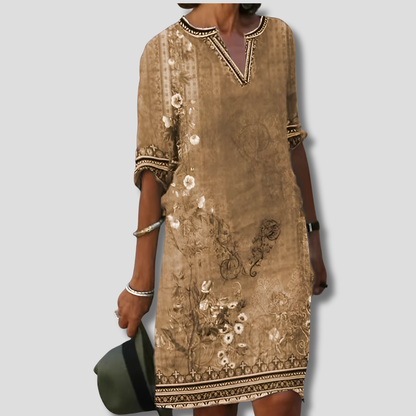Women's Boho Floral Ruffle Dress - Vonnera