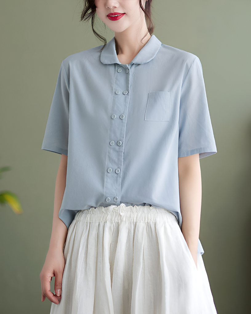Women's Cotton Linen Blouse Relaxed Fit - Vonnera
