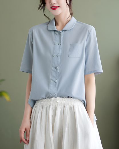 Women's Cotton Linen Blouse Relaxed Fit - Vonnera