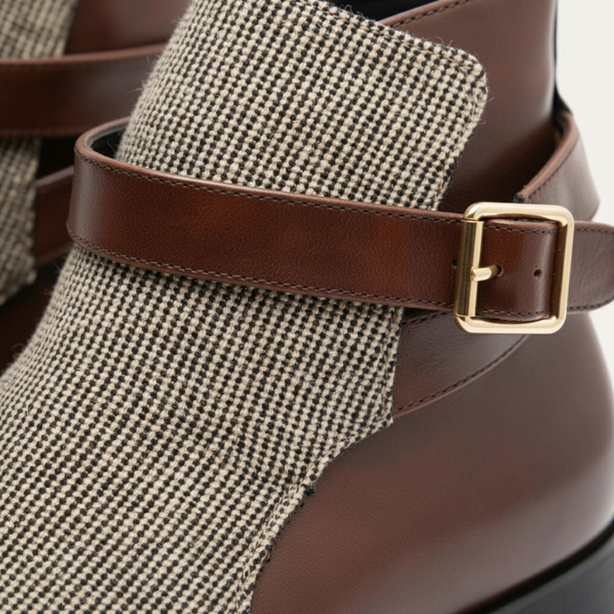 Men's Chelsea Boots Leather Modern Buckle Brown