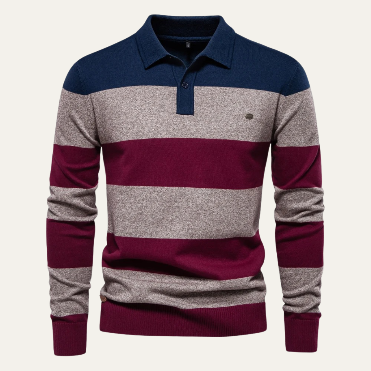 Men's Striped Cotton Polo Sweater - Vonnera