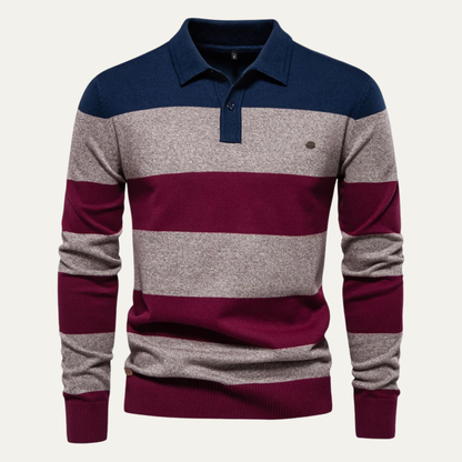 Men's Striped Cotton Polo Sweater - Vonnera