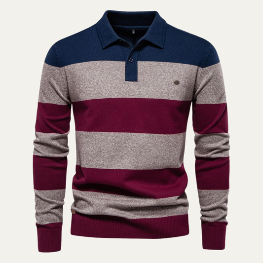 Men's Striped Cotton Polo Sweater - Vonnera