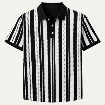 Men's Striped Polo Shirt Knit Cotton - Vonnera