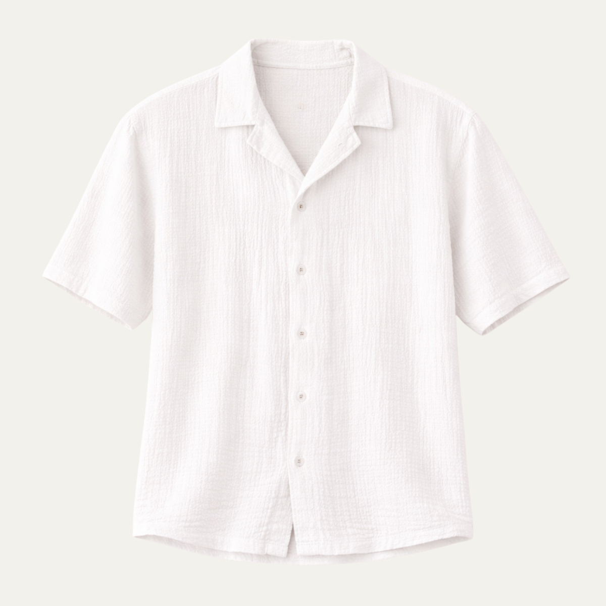 Men's Button Up Shirt Turn Down Collar Loose Fit Cotton White - Vonnera