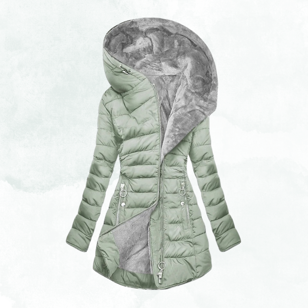 Women's Hooded Quilted Long Coat - Vonnera