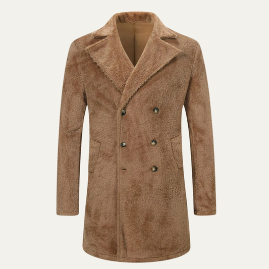 Men's Double Breasted Winter Coat Warm Brown Plush - Vonnera