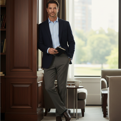 Montfield Men's Straight Leg Pants Double Pleated High Waist