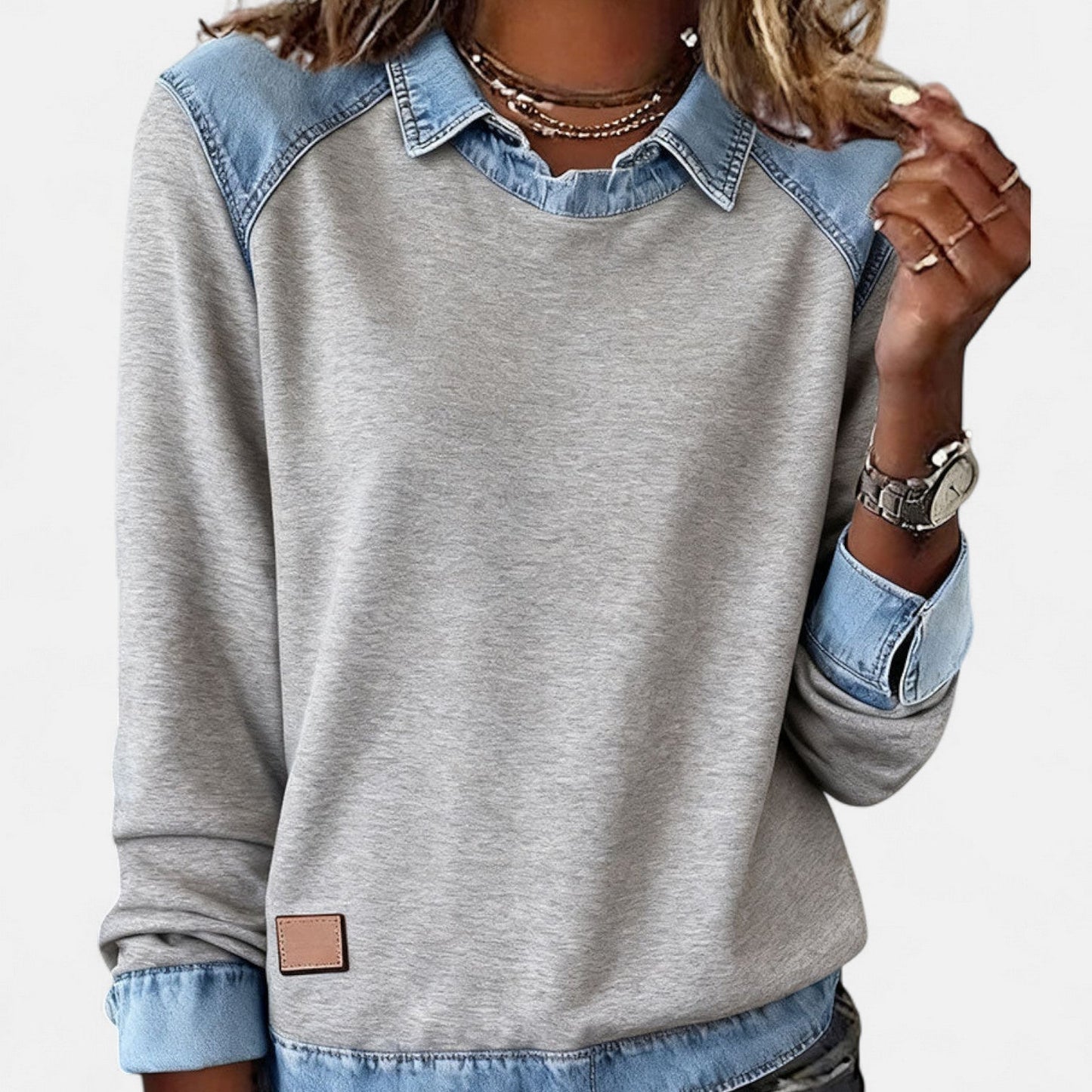 Women's Long Sleeve Sweater Layered Collar