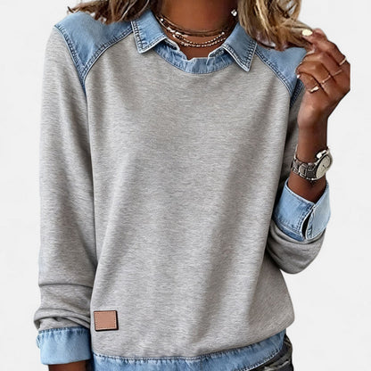 Women's Long Sleeve Sweater Layered Collar