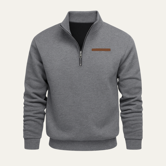 Men's Warm Half Zip Sweater Wool Blend Silver - Vonnera