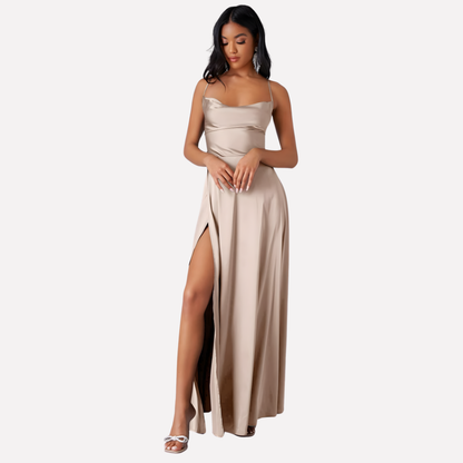 Women's Backless Maxi Dress High Side Slit - Vonnera