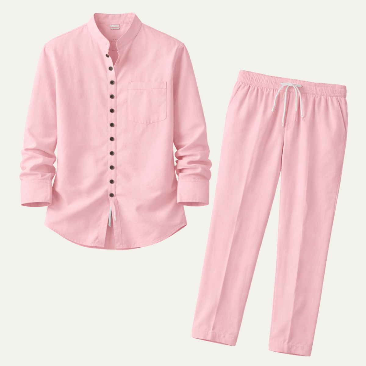 Men's Cotton Linen Shirt Set 2 Piece - Vonnera