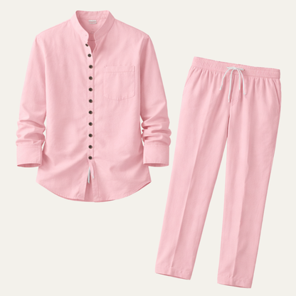 Men's Cotton Linen Shirt Set 2 Piece - Vonnera