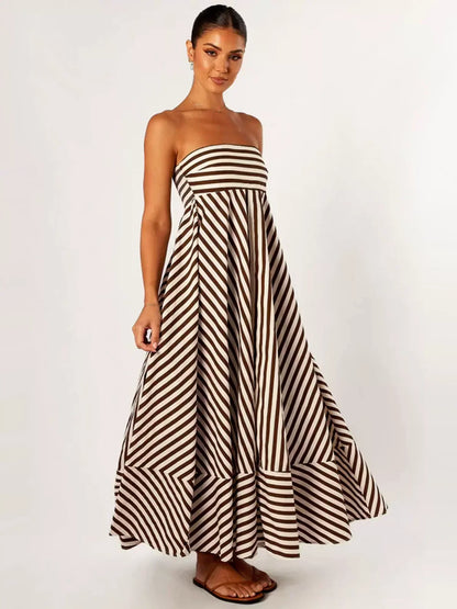 Women's Strapless Maxi Dress Elegant Floor Length