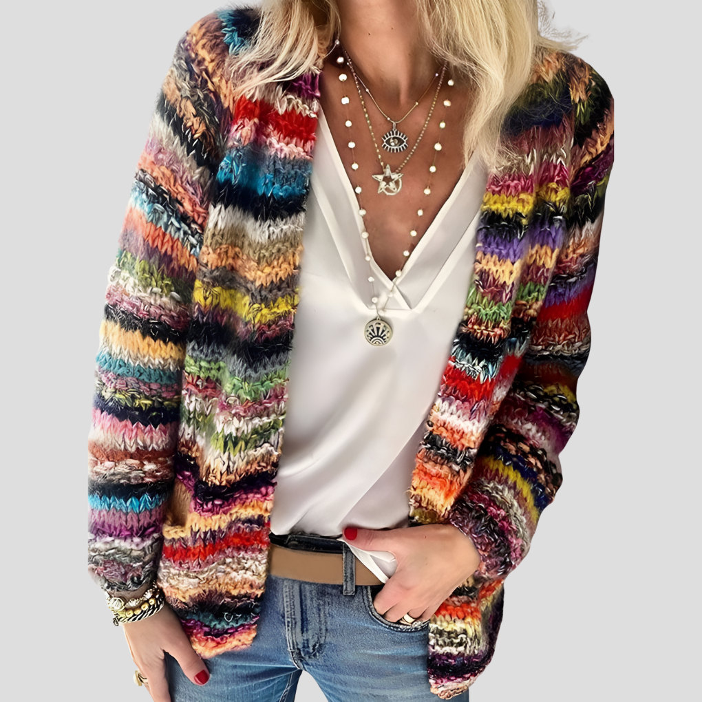 Women's Knitted Colorful Cardigan - Vonnera