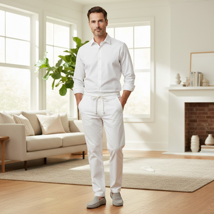 Men's Cotton Linen Drawstring Pants Loose Fit