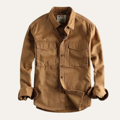 Men's Cotton Work Shirt Button Up With Pockets - Vonnera